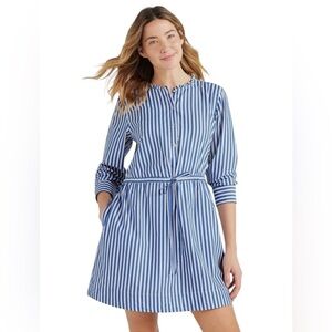 Free Assembly 100% Cotton Striped Ruffle Neck Mini Dress